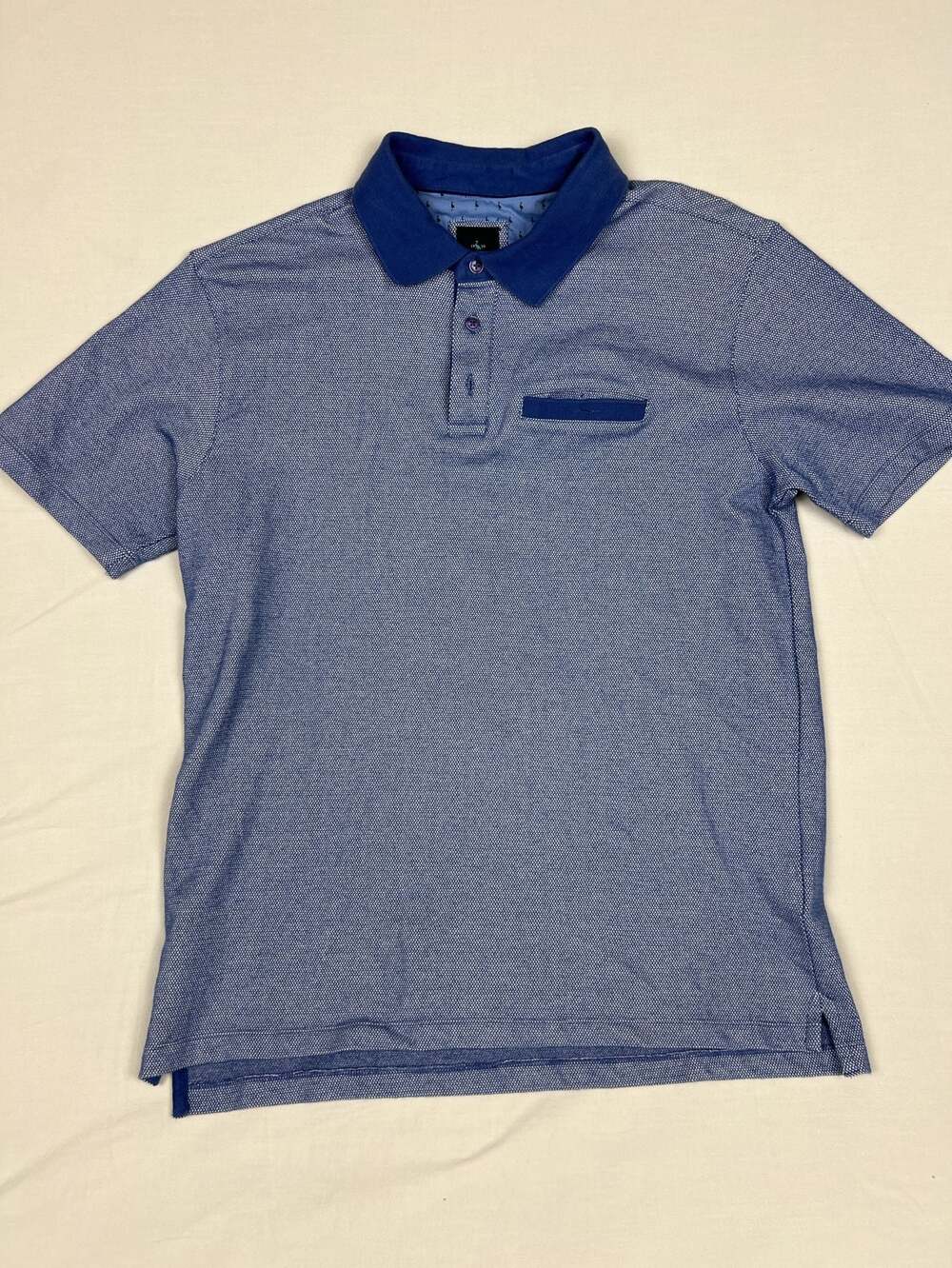 Tailorbyrd Collection Men's Blue Jacquard Pattern Short Sleeve Polo Shirt Size L